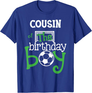 Cousin of The Birthday Boy Soccer Player Matching Family T-Shirt - T-Shirt | Royal