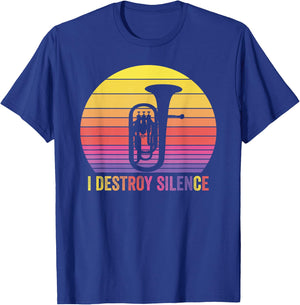 Baritone Retro Vintage I Destroy Silence Funny Euphonium T-Shirt - T-Shirt | Royal