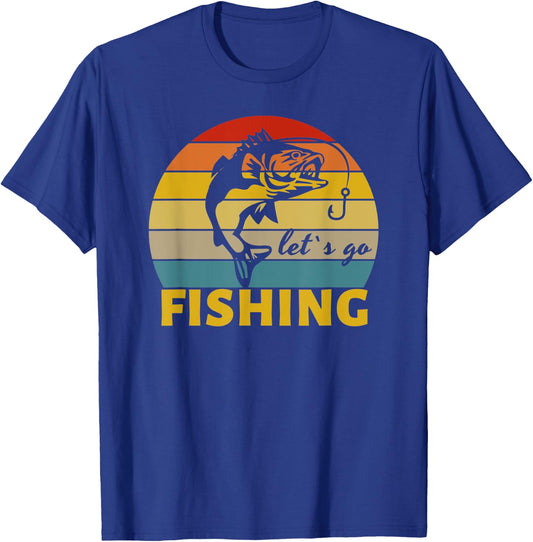 Fishing Distressed Shirt Let`s Go Fishing - Fishing T-Shirt - T-Shirt | Royal
