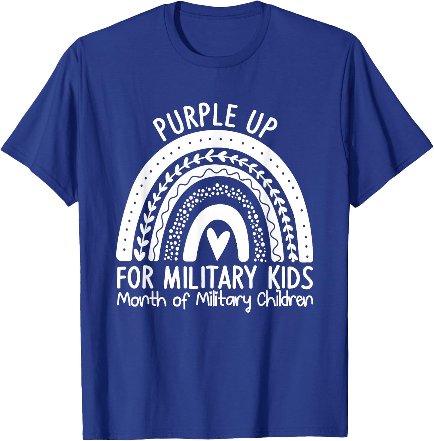 Purple Up for Military Kids Month Military Child Rainbow T-Shirt - T-Shirt | Royal