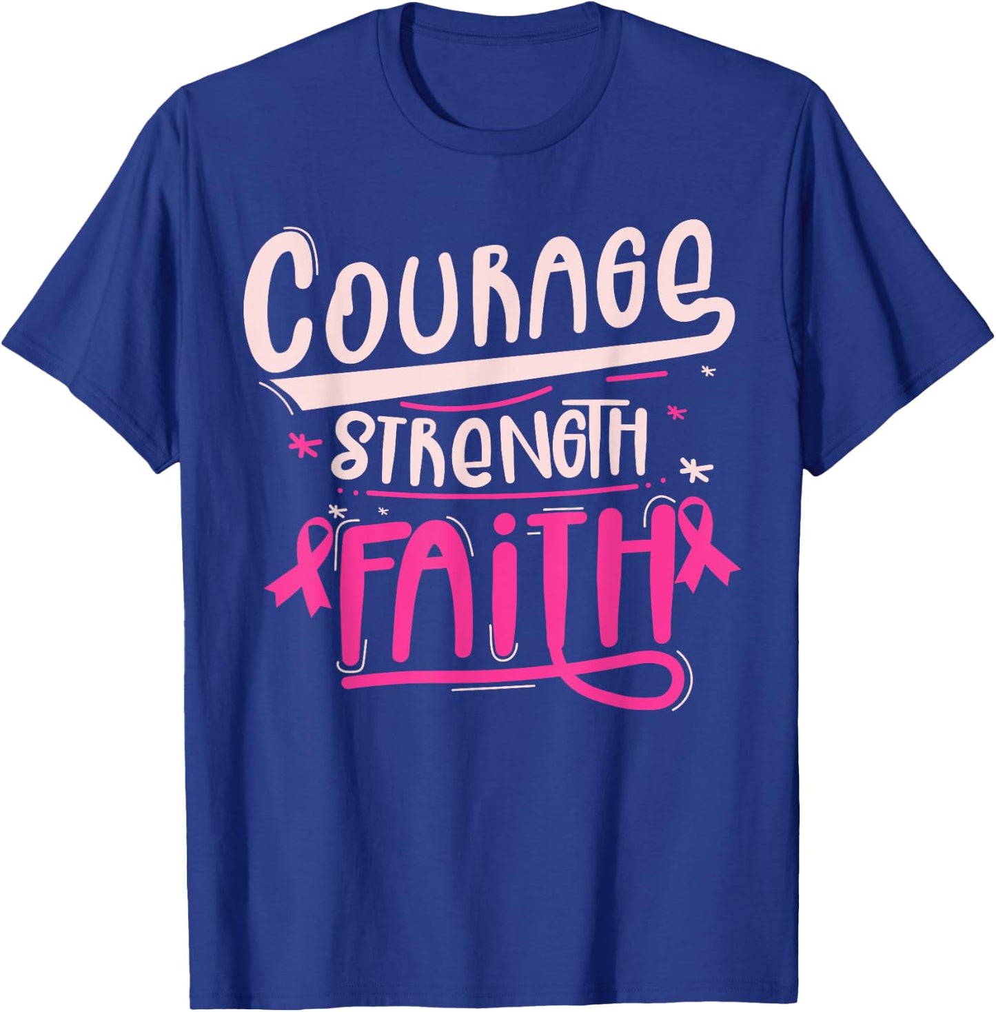 Breast Cancer Awareness Warrior Pink Ribbon Breast Cancer T-Shirt - T-Shirt | Royal