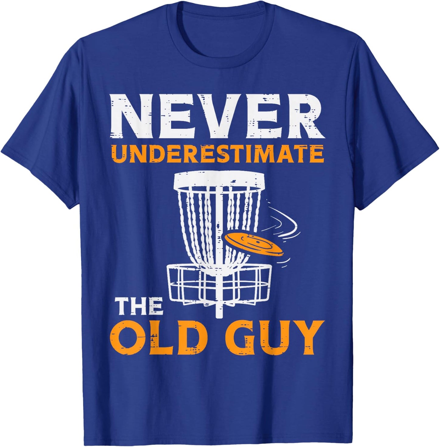 BoredKoalas Never Underestimate Old Guy Disc Golf Frisbee Golfing Golfer - Men's Black Short Sleeve Classic Fit - Small T-Shirt - T-Shirt | Royal