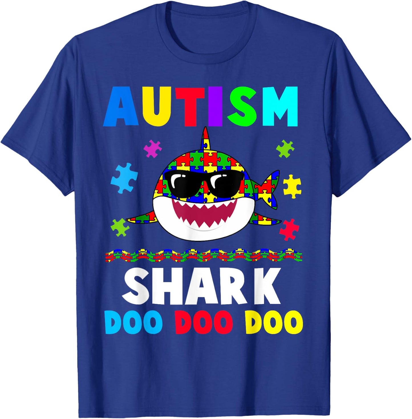 Funny Autism Shark Awareness Support Cute Gift T-Shirt - T-Shirt | Royal