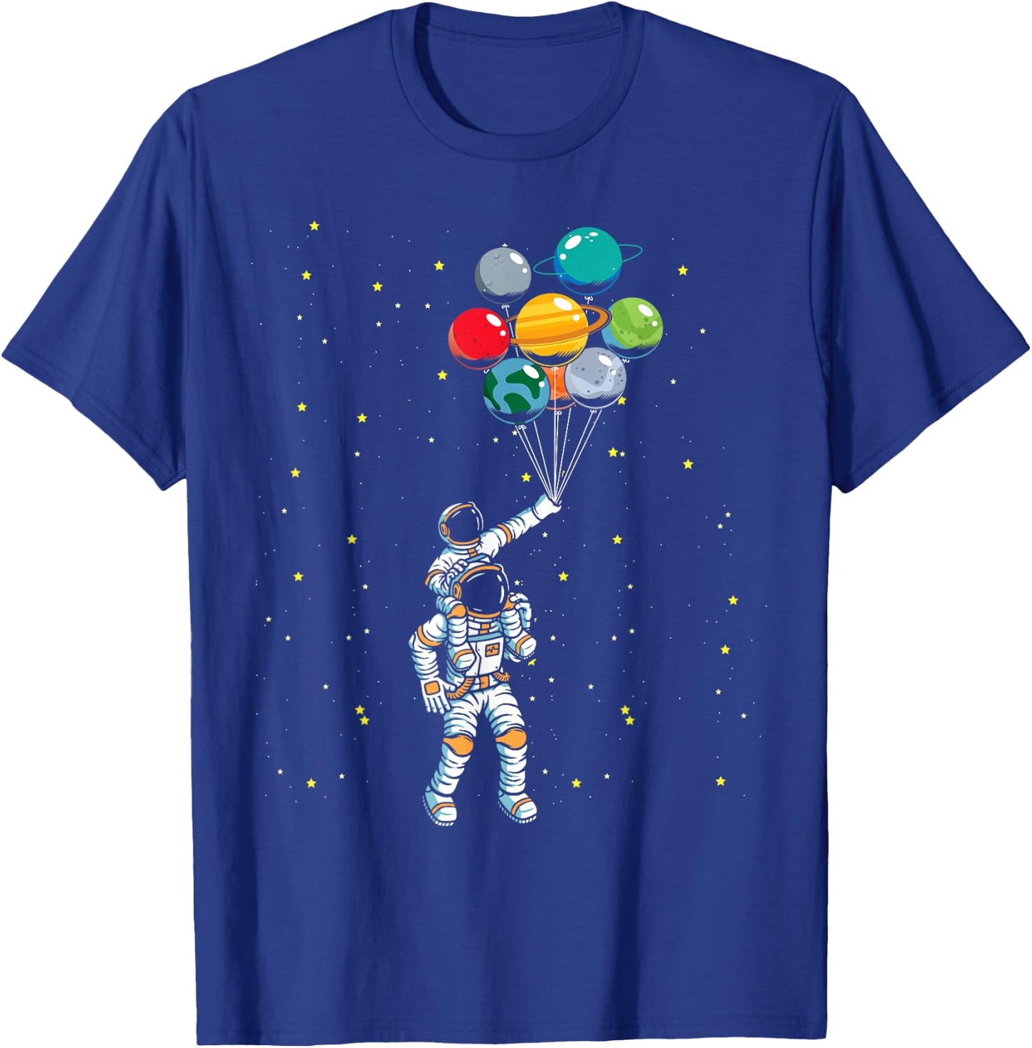 Universe Galaxy Space Planets Balloon Space Astronaut T-Shirt - T-Shirt | Royal
