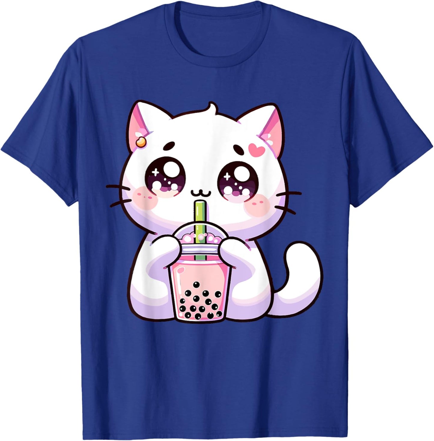 Boba Cat Boba Tea Bubble Tea Kawaii Cat Men Women Girls Kids T-Shirt - T-Shirt | Royal