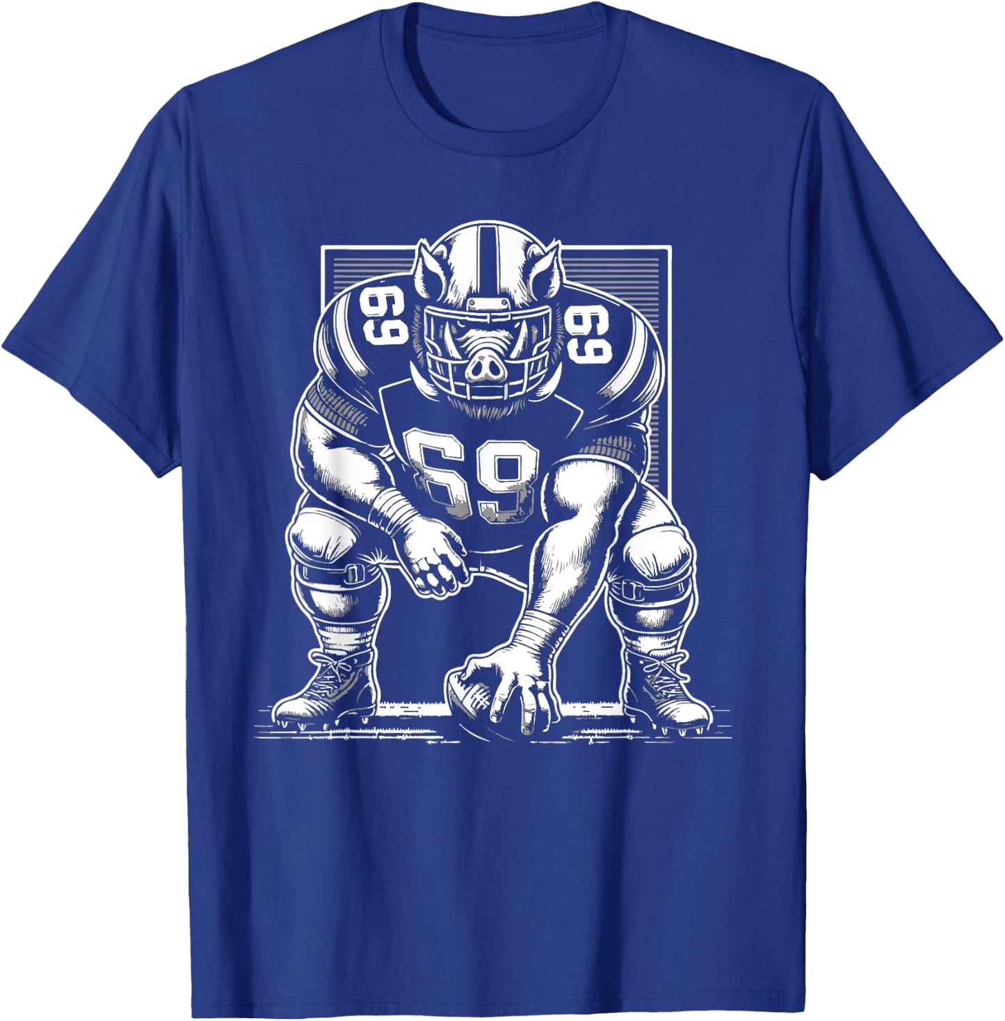 Awesome Hog Offensive Lineman Pig Line Center Football T-Shirt - T-Shirt | Royal