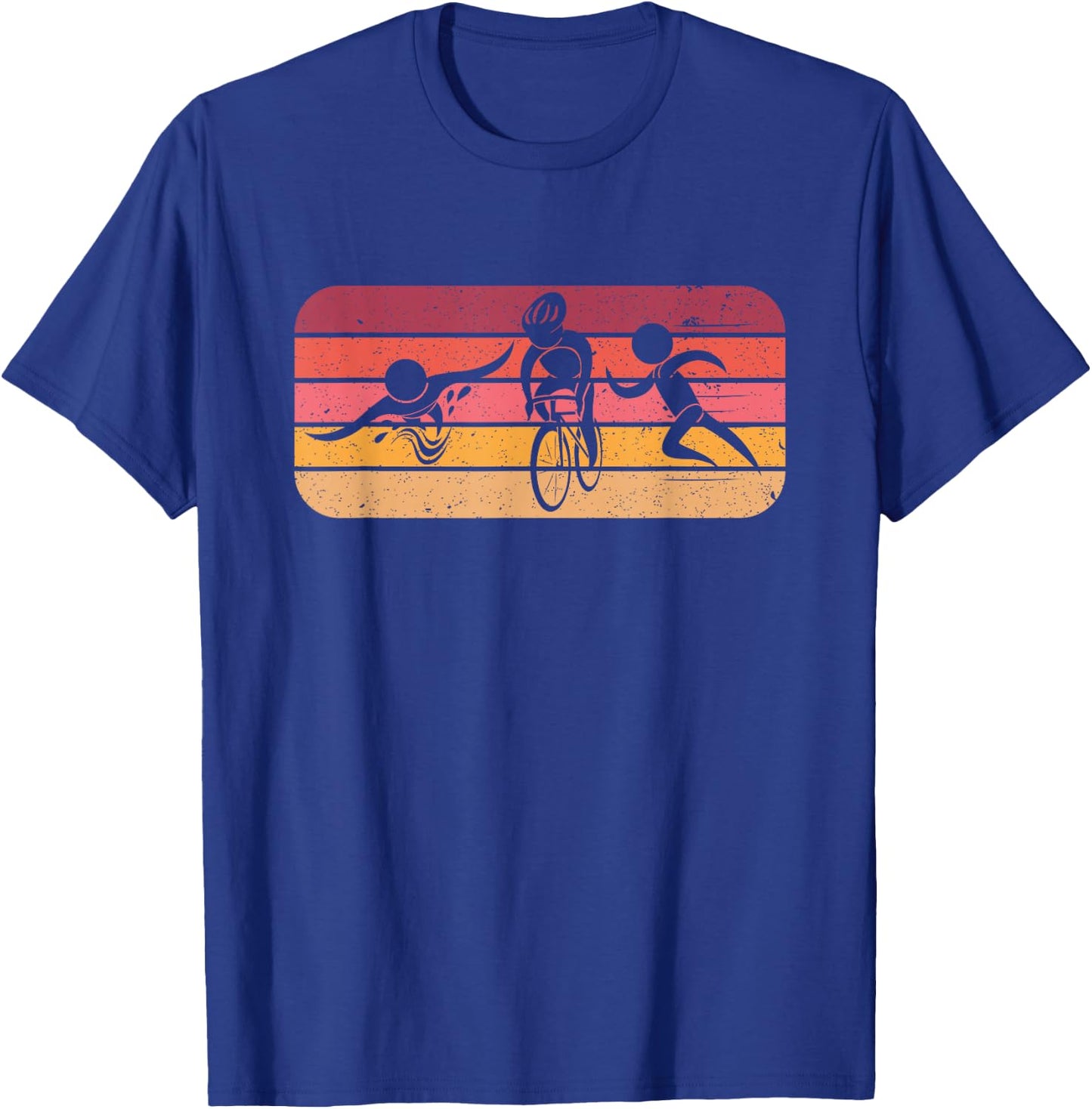 Retro Sports Gift Swim Bike Run Triathlon T-Shirt - T-Shirt | Royal