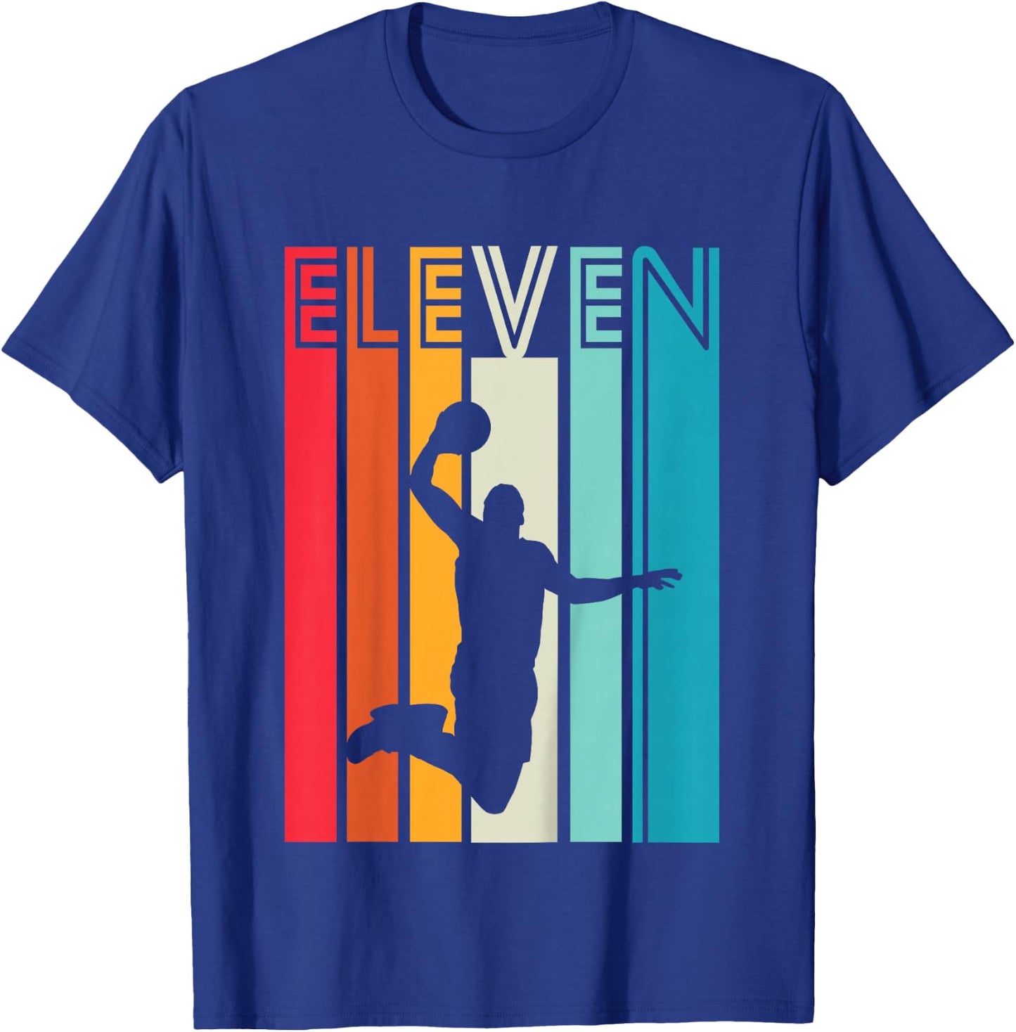 11th Birthday Basketball Lover Gift 11 Years Old Retro T-Shirt - T-Shirt | Royal