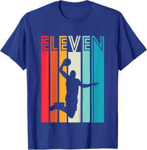 11th Birthday Basketball Lover Gift 11 Years Old Retro T-Shirt - T-Shirt | Royal