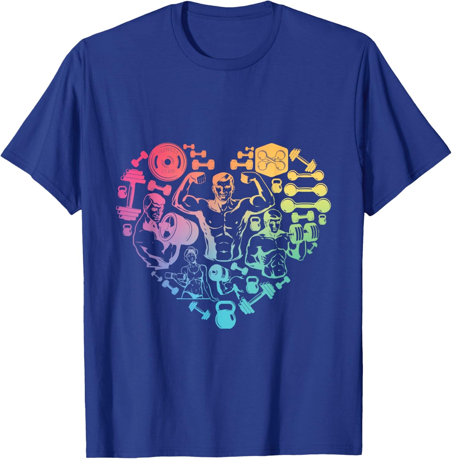 finess gym heart love Weight lifter Gym T Shirt Body Builder T-Shirt - T-Shirt | Royal