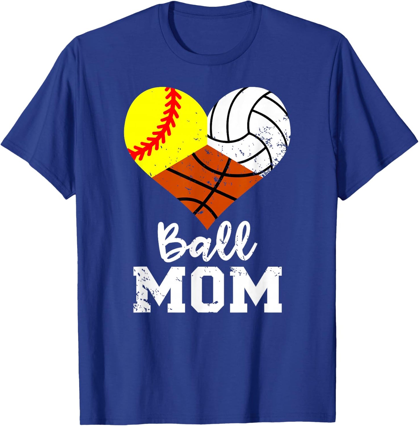 Ball Mom Funny Softball Volleyball Basketball Mom T-Shirt - T-Shirt | Royal
