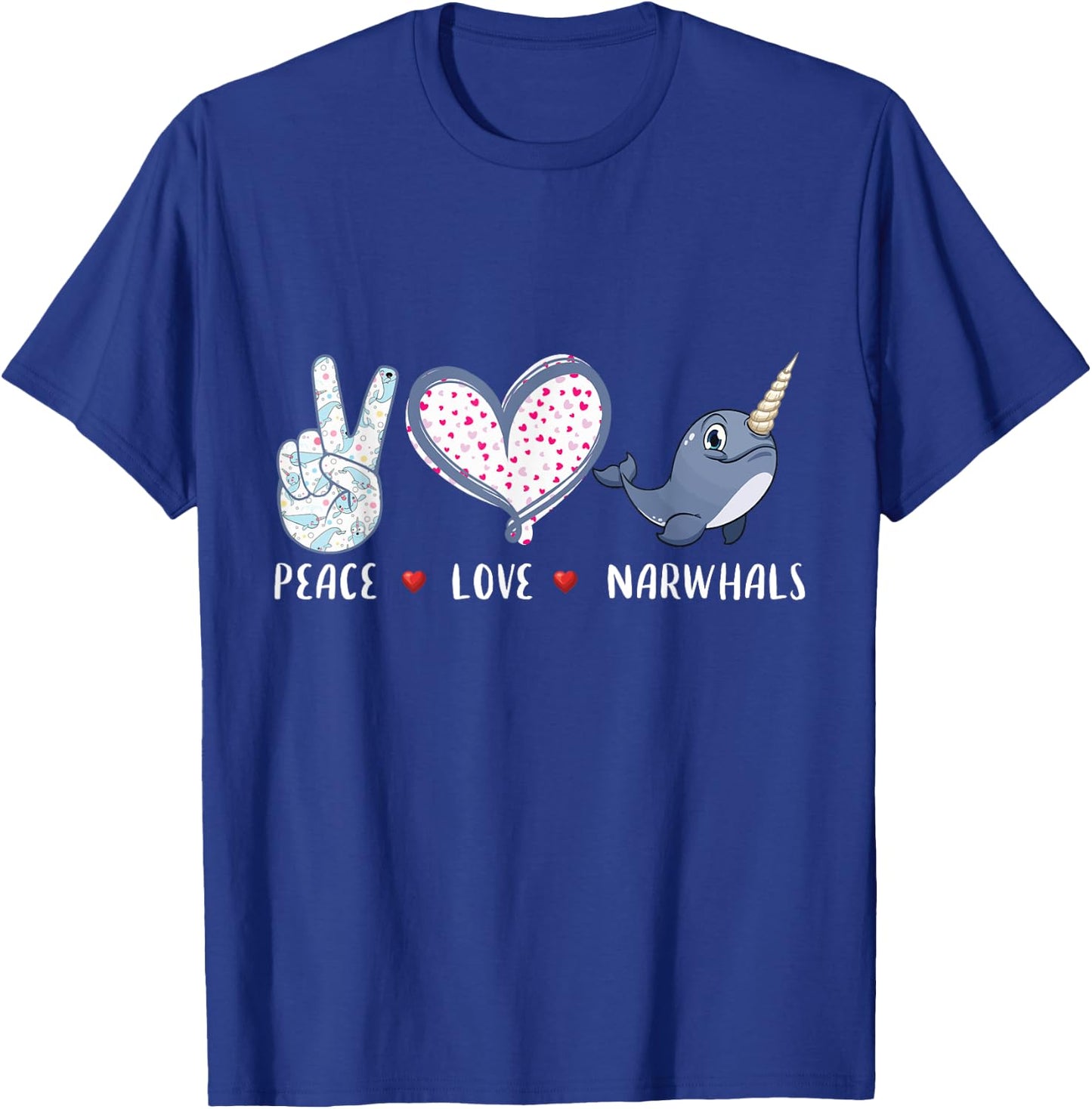 Peace love Narwhals gifts for girls boys kids women men T-Shirt - T-Shirt | Royal