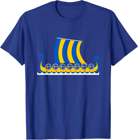 Swedish Viking Ship Sverige Sweden Flag Dragon Boat Viking T-Shirt - T-Shirt | Royal
