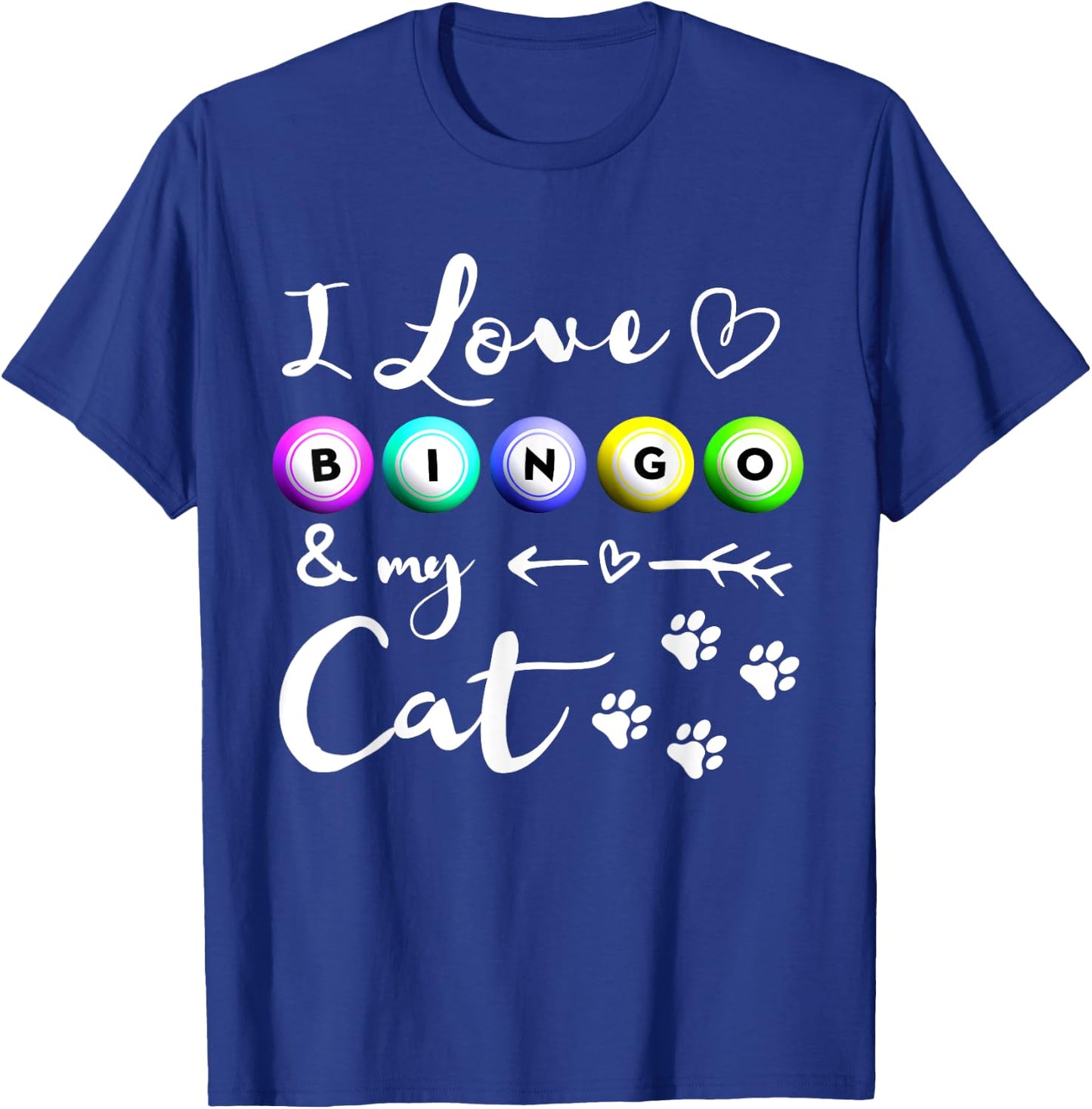 Bingo Shirt , I Love Bingo and my Cat Bingo gift T-Shirt - T-Shirt | Royal