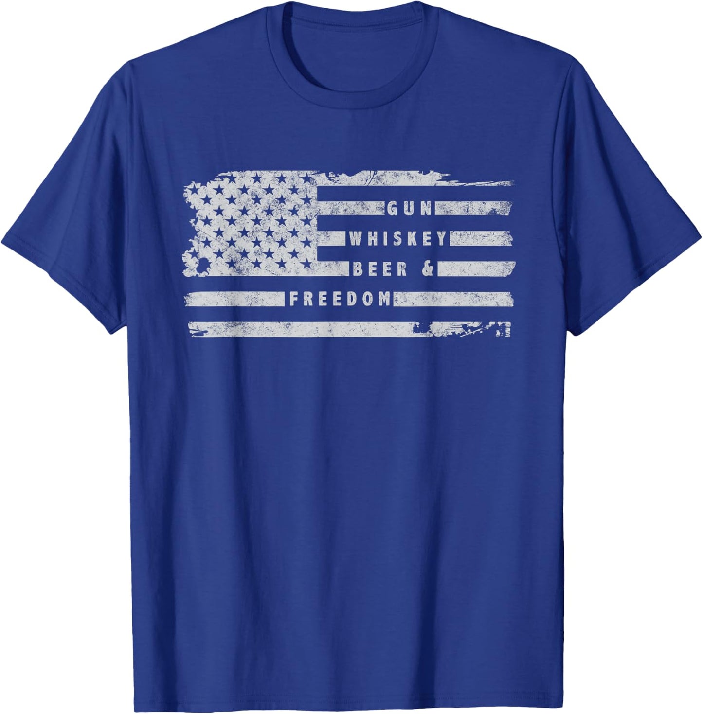 Gun Whiskey Beer and Freedom American Flag T-Shirt - T-Shirt | Royal