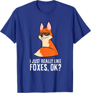 I Just Really Like Foxes, Ok? Funny Foxes T-Shirt - T-Shirt | Royal