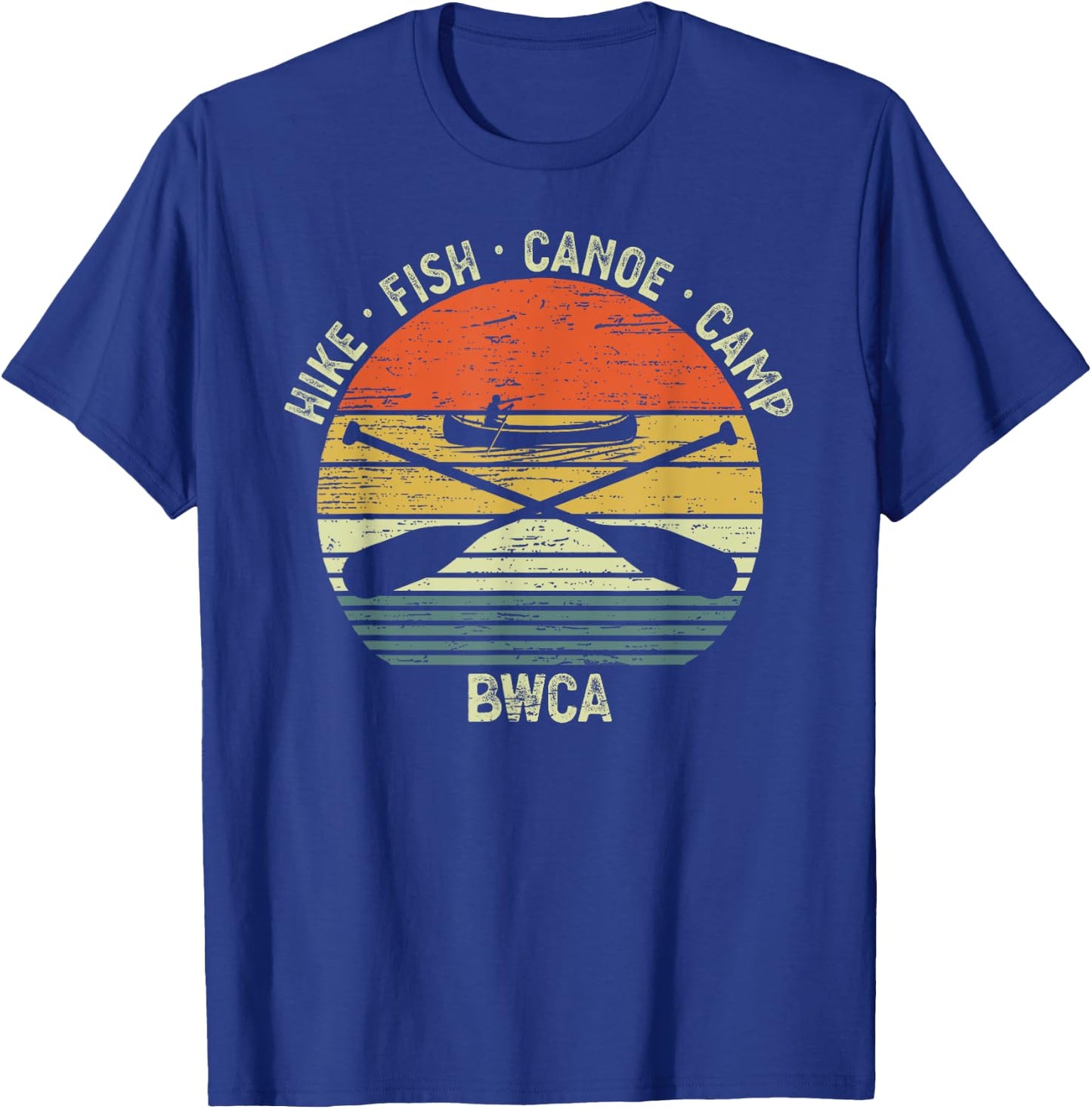 Vintage Canoeing BWCA Outdoor Hike Fish Canoe Camp T-Shirt - T-Shirt | Royal
