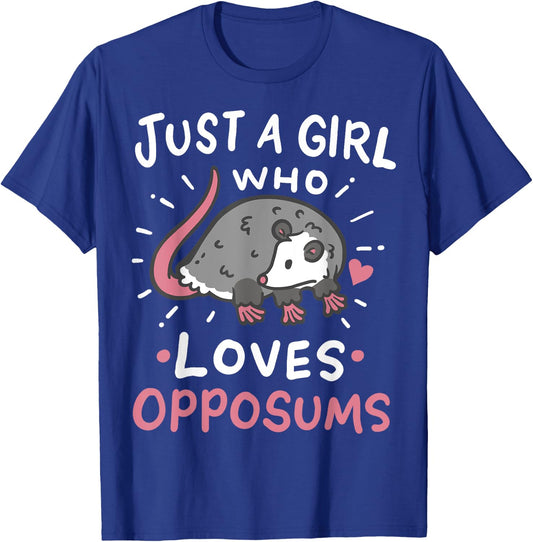 Possums Just a Girl Who Loves Opposums Funny Gift T-Shirt - T-Shirt | Royal