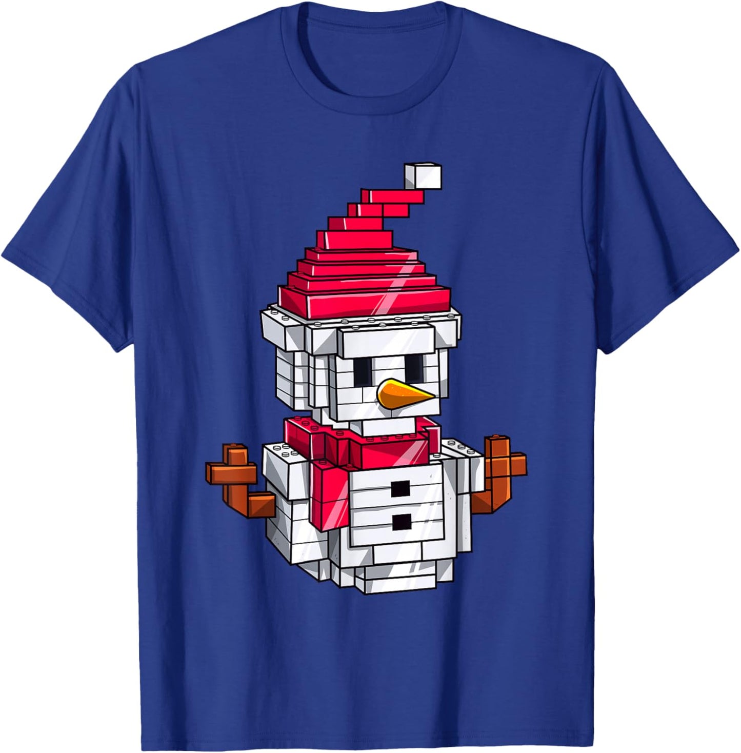 Building Brick Christmas Snowman Master Builder Boys Kids T-Shirt - T-Shirt | Royal