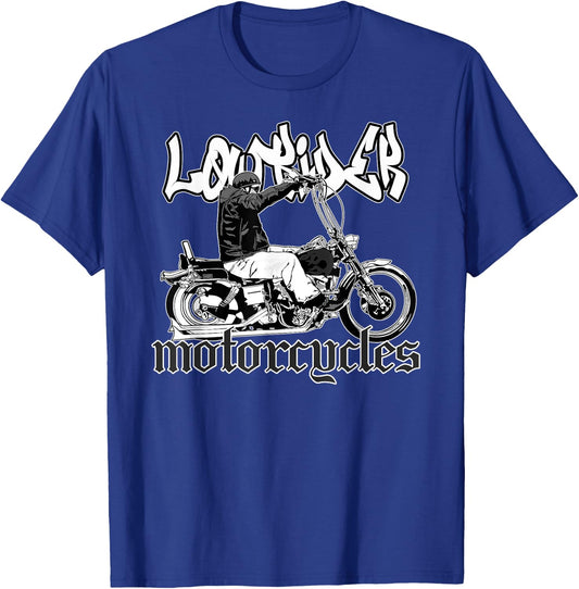 Chicano Biker. Latino Cholo Motorcycles, Vicla Lowrider T-Shirt - T-Shirt | Royal