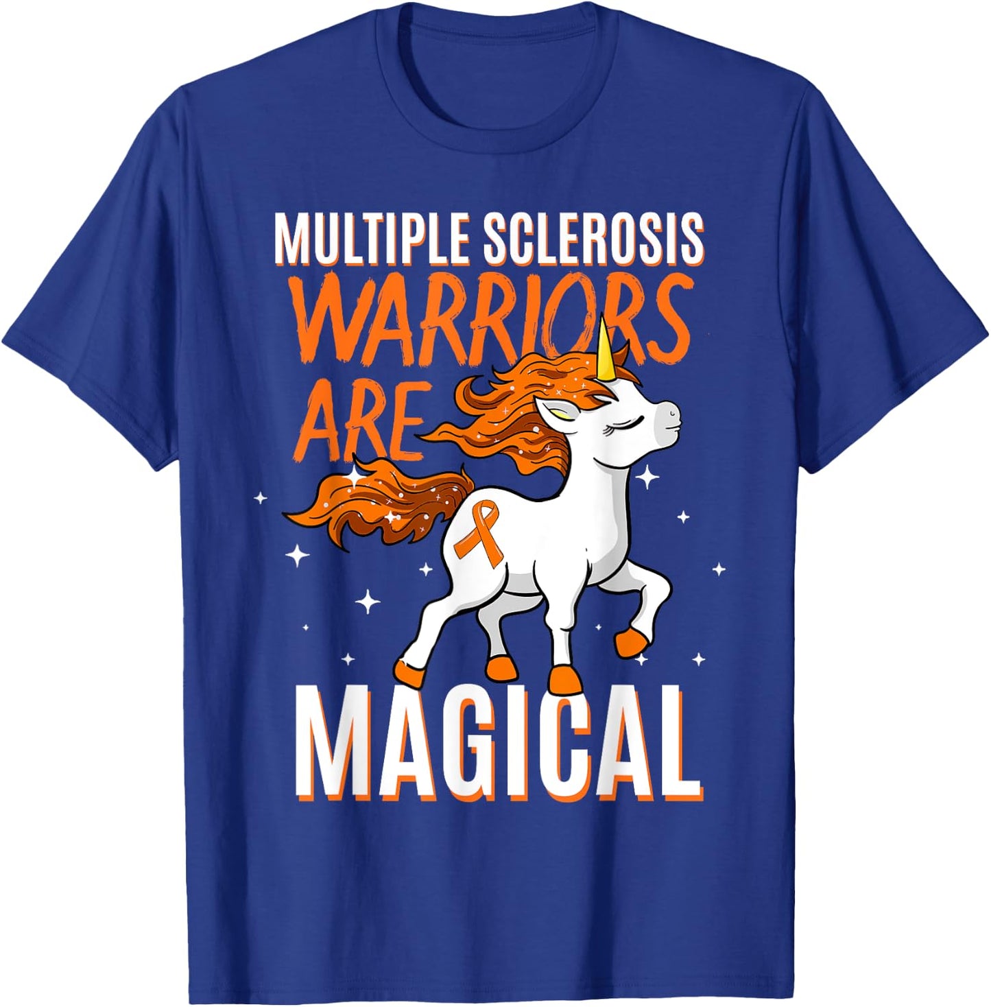 Niedliche Multiple Sklerose Awareness Kleidung Women's Graphic Black Small Classic Fit Short Sleeve Multiple Sclerosis Warriors Are Magical Unicorn Graphic T-Shirt - T-Shirt | Royal