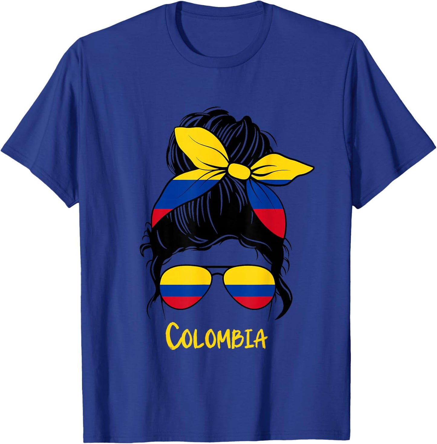 Colombian Girl Bandana Glasses Flag Colors Latina Pride T-Shirt - T-Shirt | Royal