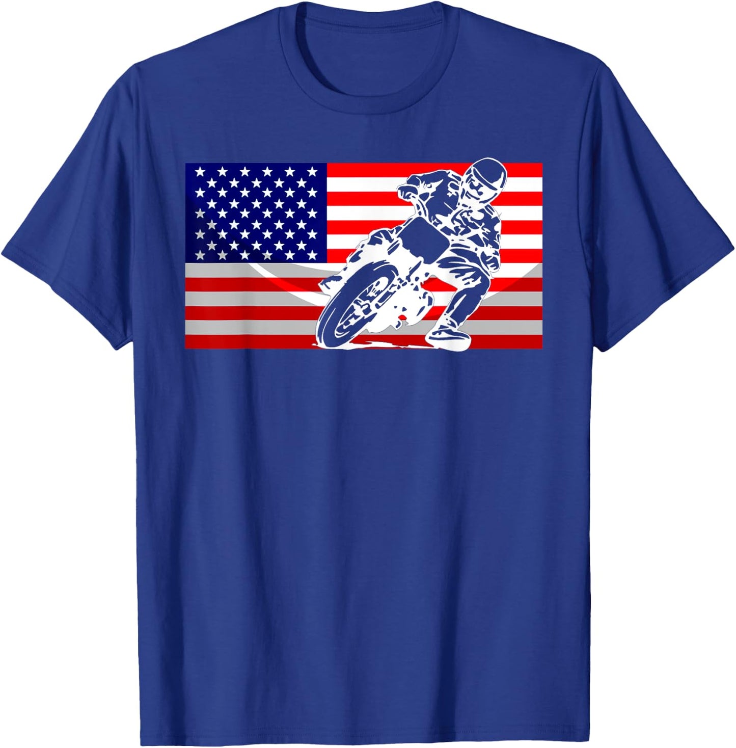 Funny American Flat Track Motorcycle Gift Cool Bike Rider T-Shirt - T-Shirt | Royal
