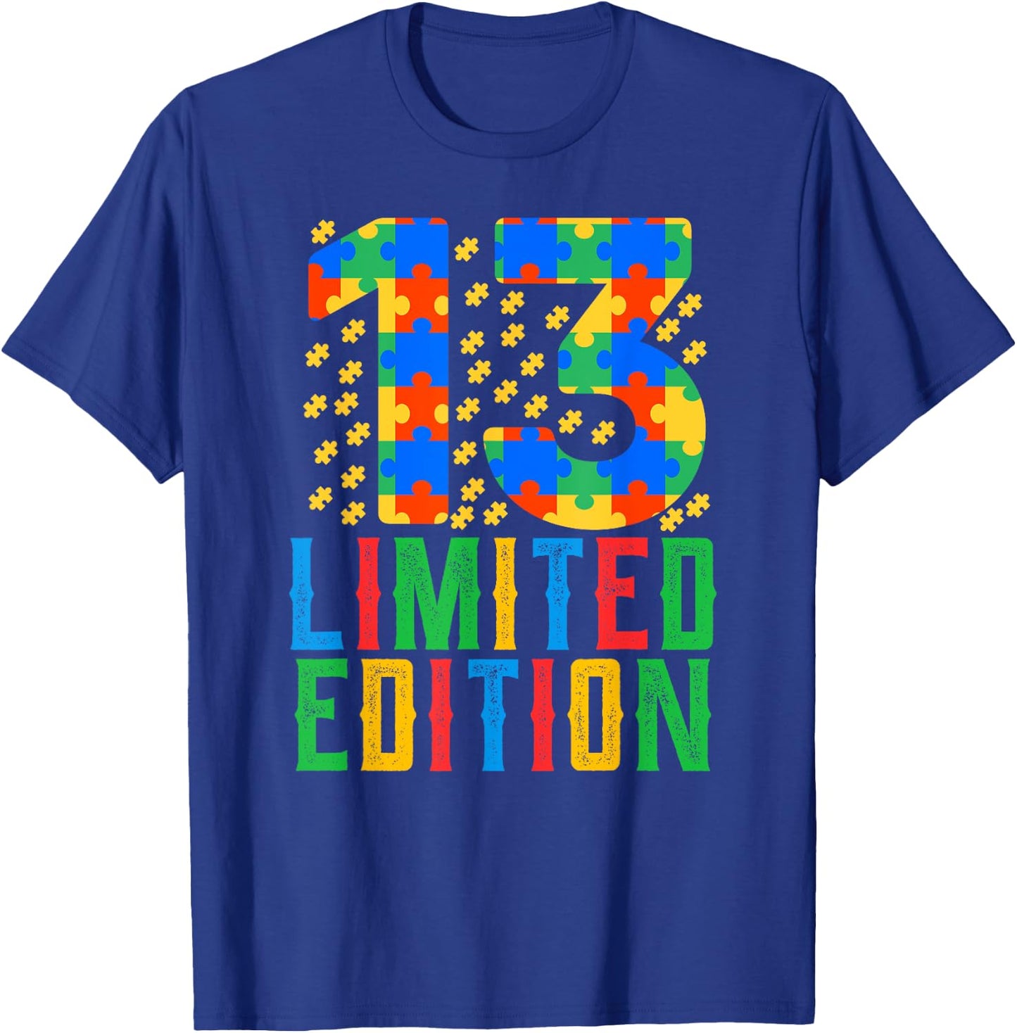 Birthday Boy Girl 13 Year Old Autism Awareness Teenage Gift T-Shirt - T-Shirt | Royal