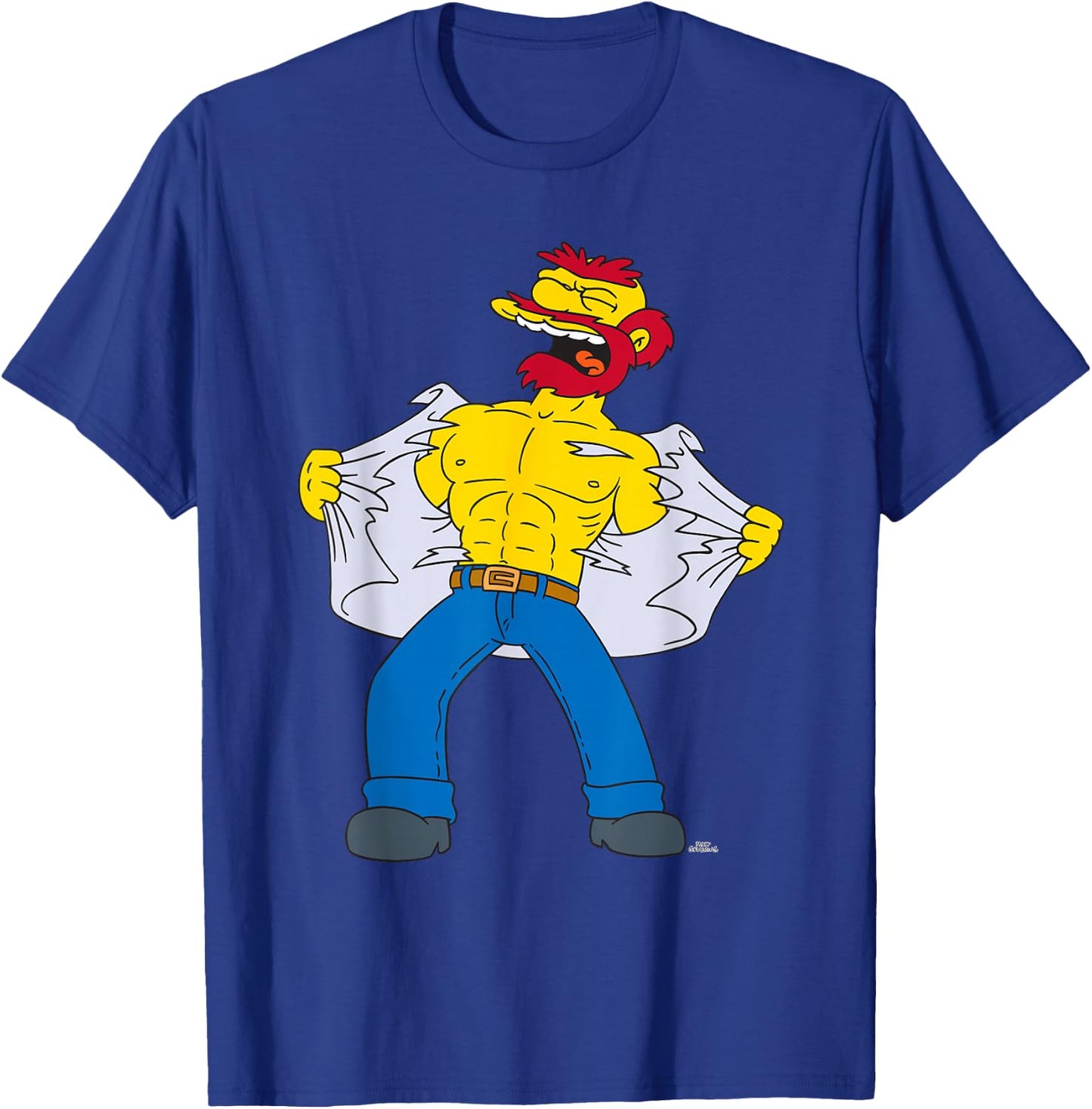 The Simpsons Groundskeeper Willie Tears Off Shirt T-Shirt - T-Shirt | Royal