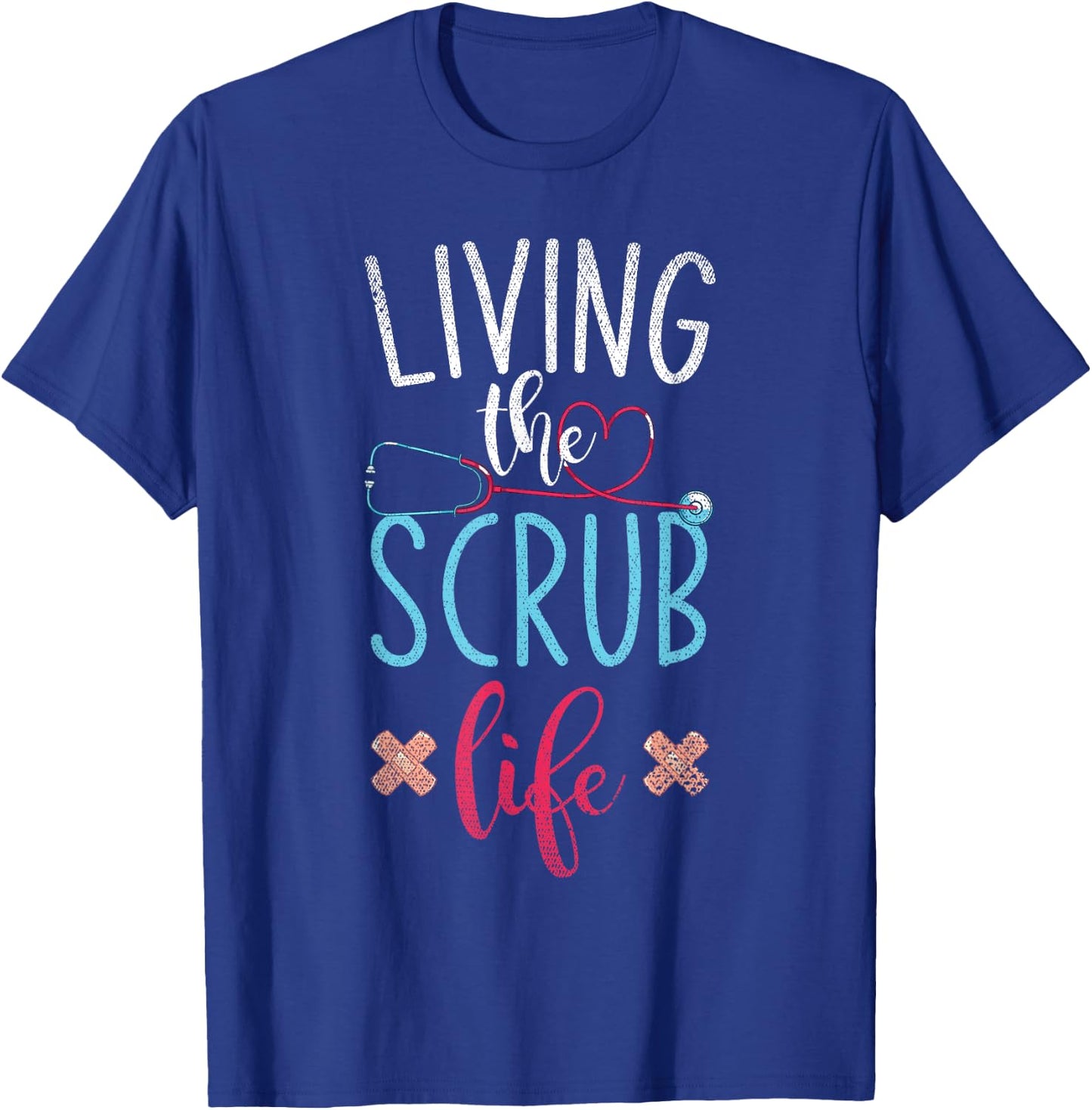 Stethoscope Heart Medical Nursery Nursing Bandaids Nurse T-Shirt - T-Shirt | Royal
