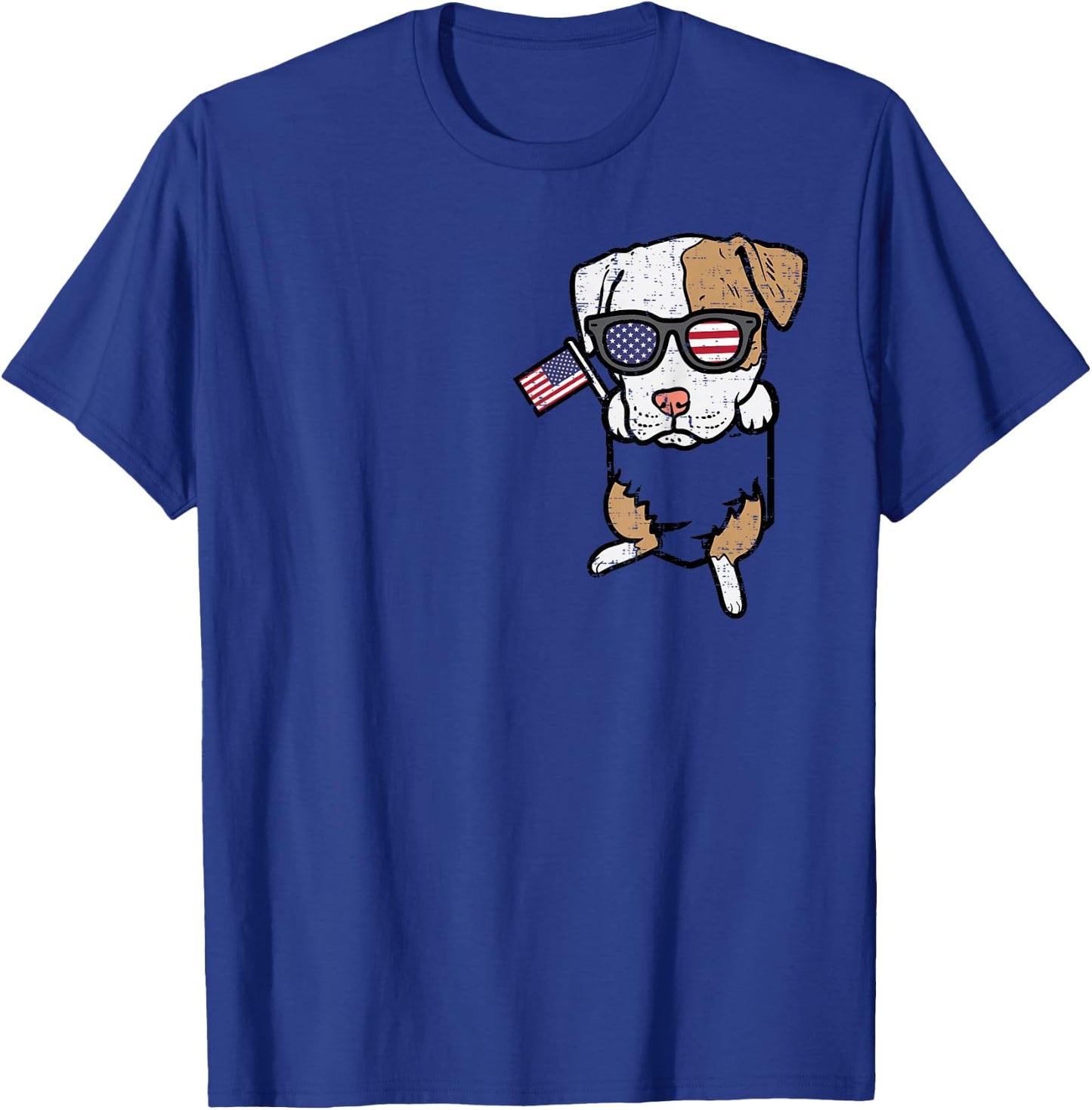 Pitbull Pocket Cute Pit American USA 4th Of July Fourth Dog T-Shirt - T-Shirt | Royal