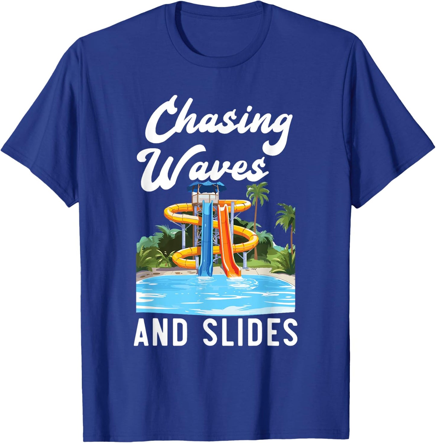 Water Slide Aquatic Park Swimming Pool Splash Summer Women Kids T-Shirt - T-Shirt | Royal