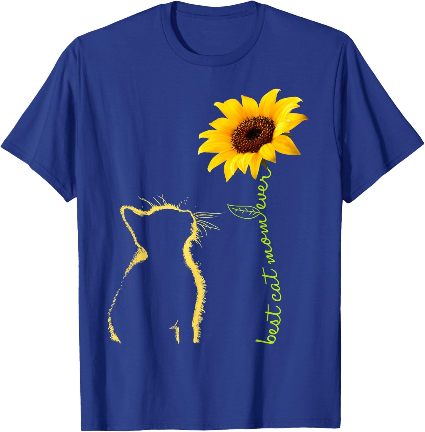 Best Cat Mom Ever Sunflower Mother's Day for Cat Lover T-Shirt - T-Shirt | Royal