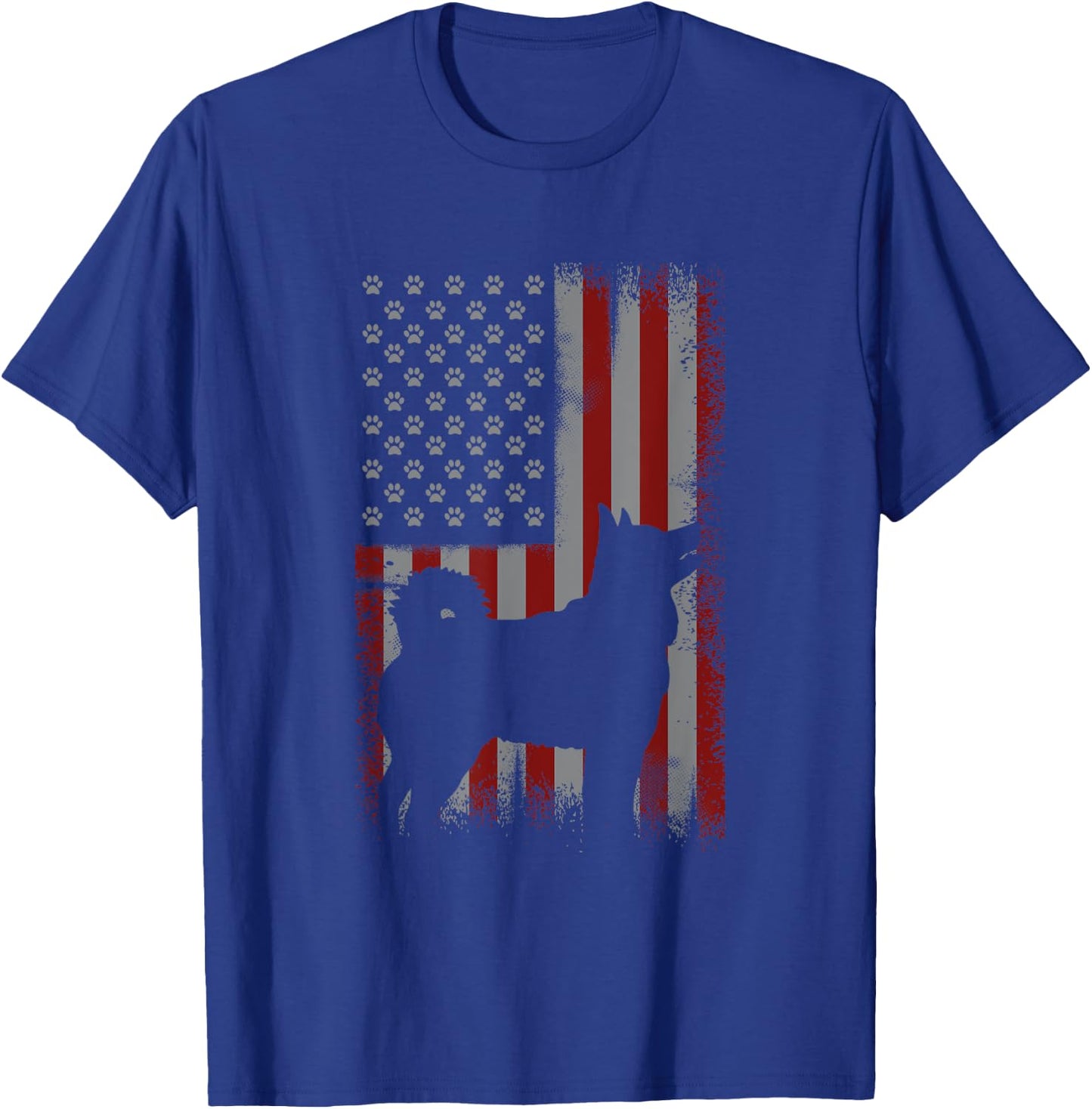 Patriotic American Flag Siberian Husky Lover Gift Men T-Shirt - T-Shirt | Royal