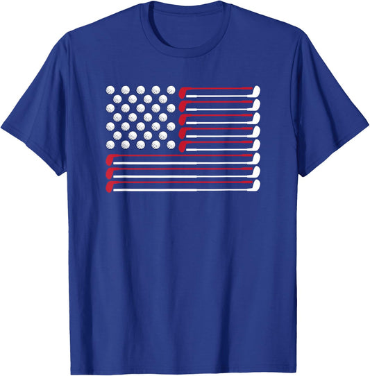 Golf American Flag Golf Player Lover Golfing Golfer T-Shirt - T-Shirt | Royal