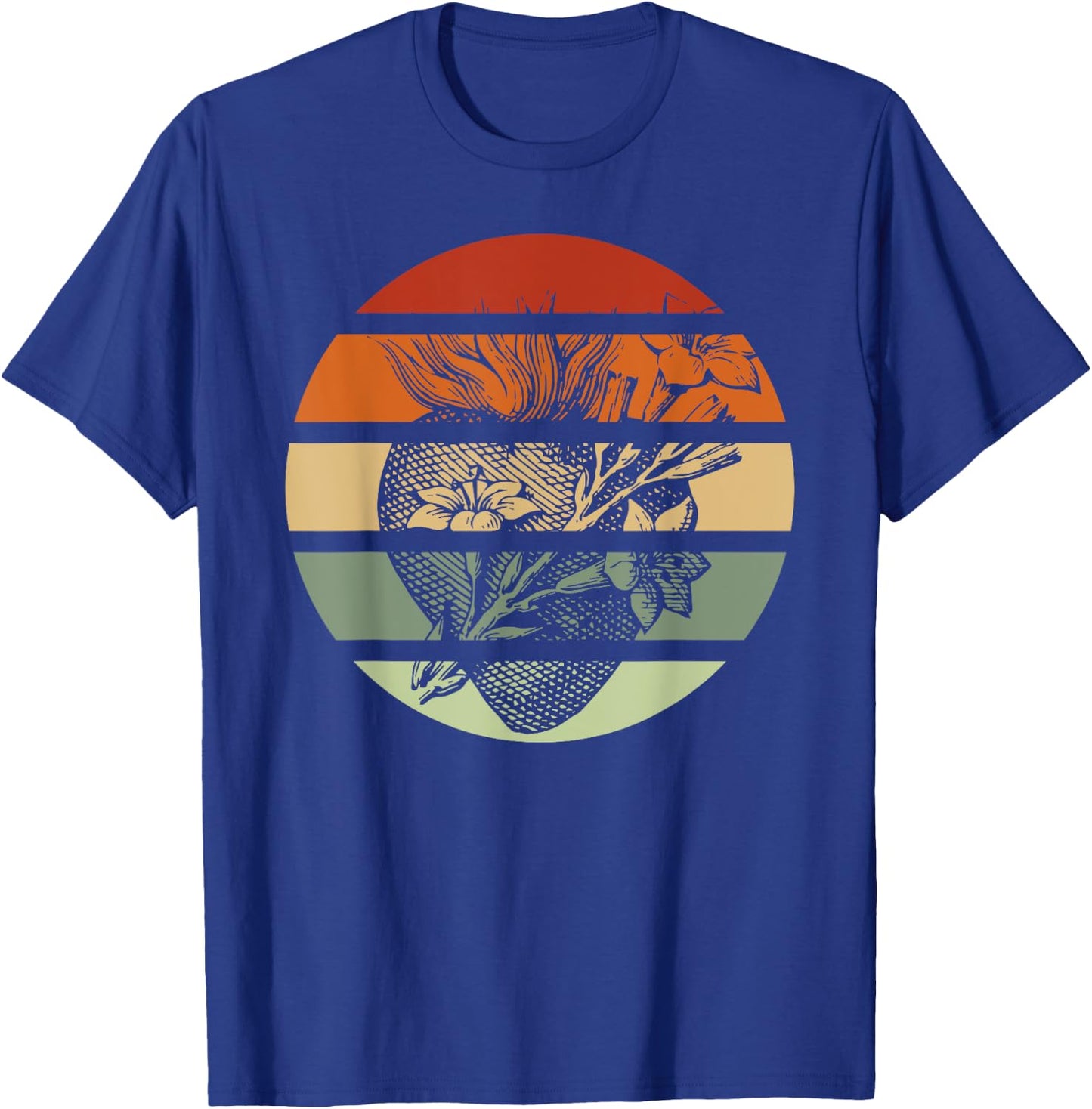 Most Chaste Heart of St Joseph Retro Sunset Catholic Teens T-Shirt - T-Shirt | Royal