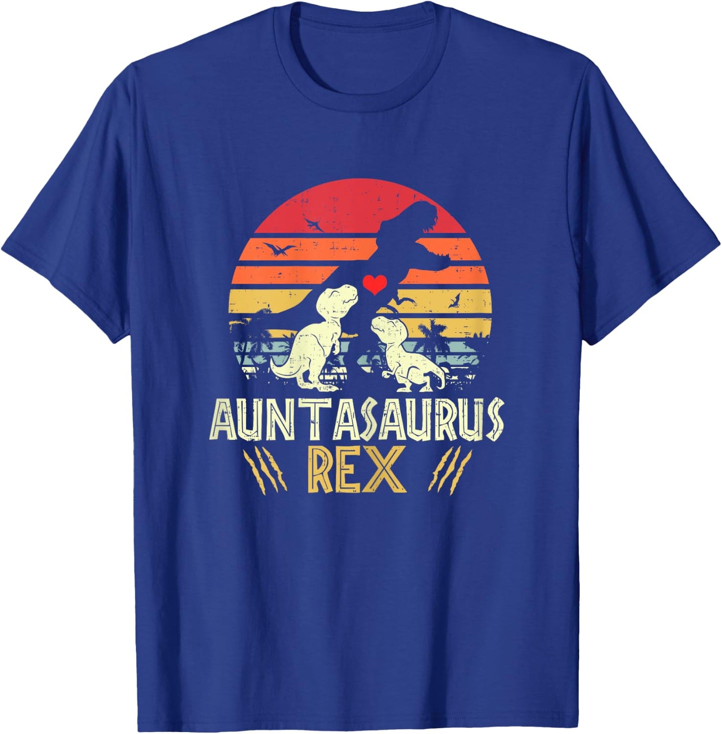 Auntasaurus Rex Vintage Dinosaur Auntiesaurus T-Shirt - T-Shirt | Royal
