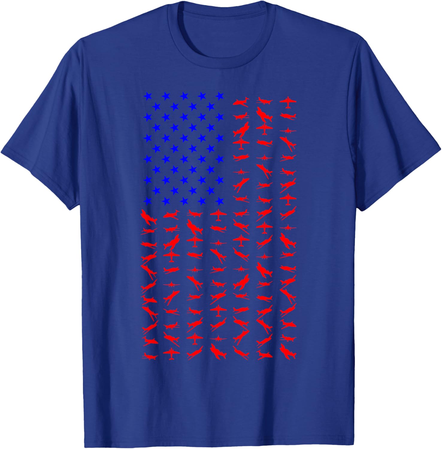 Airplane US Flag American Independence Day 4th Of July T-Shirt - T-Shirt | Royal
