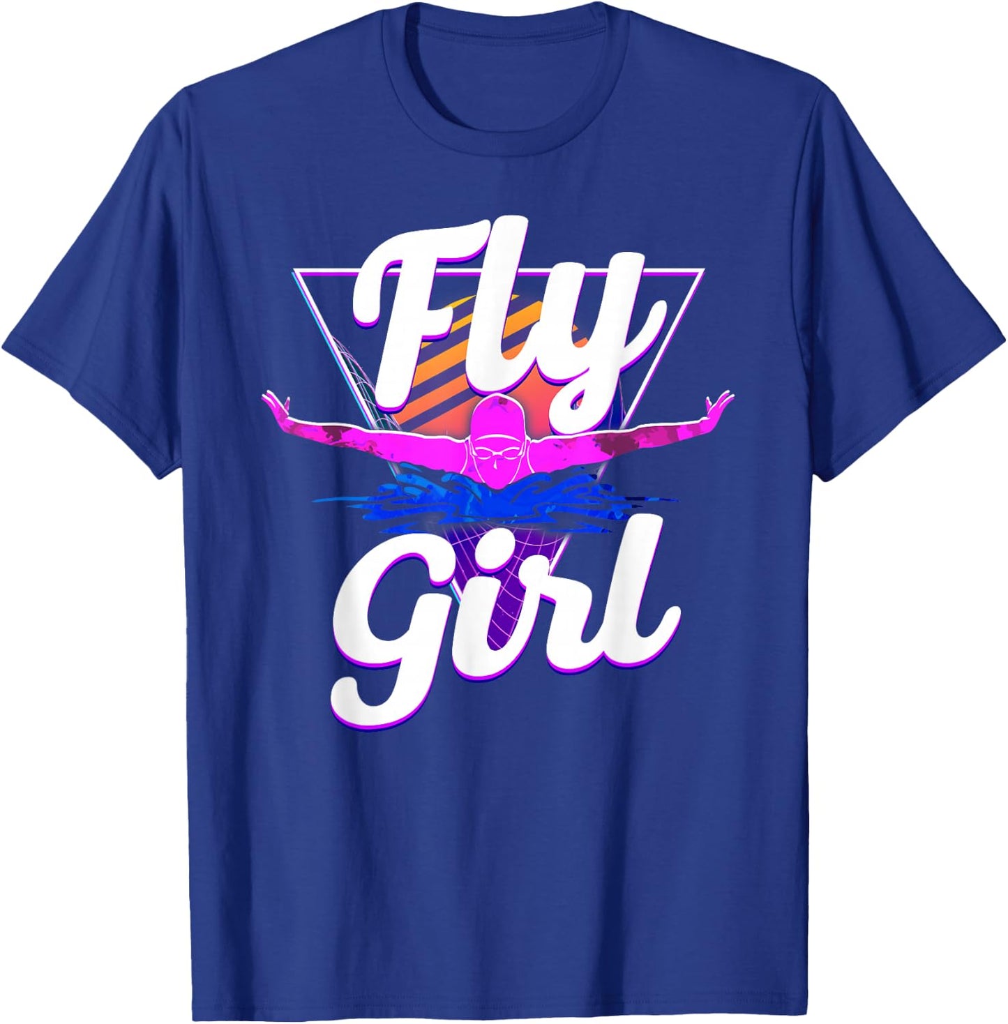 Swimmer Swim Fly Girl Butterfly Swimming 80'S Vaporwave T-Shirt - T-Shirt | Royal