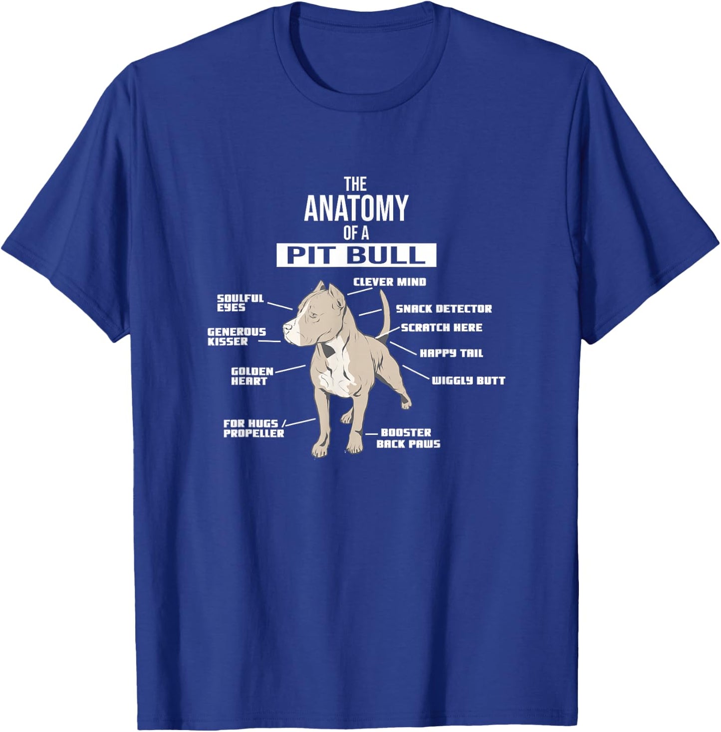 Anatomy of A Pitbull Hound Breed Dog Pet Lover Gift T-Shirt - T-Shirt | Royal