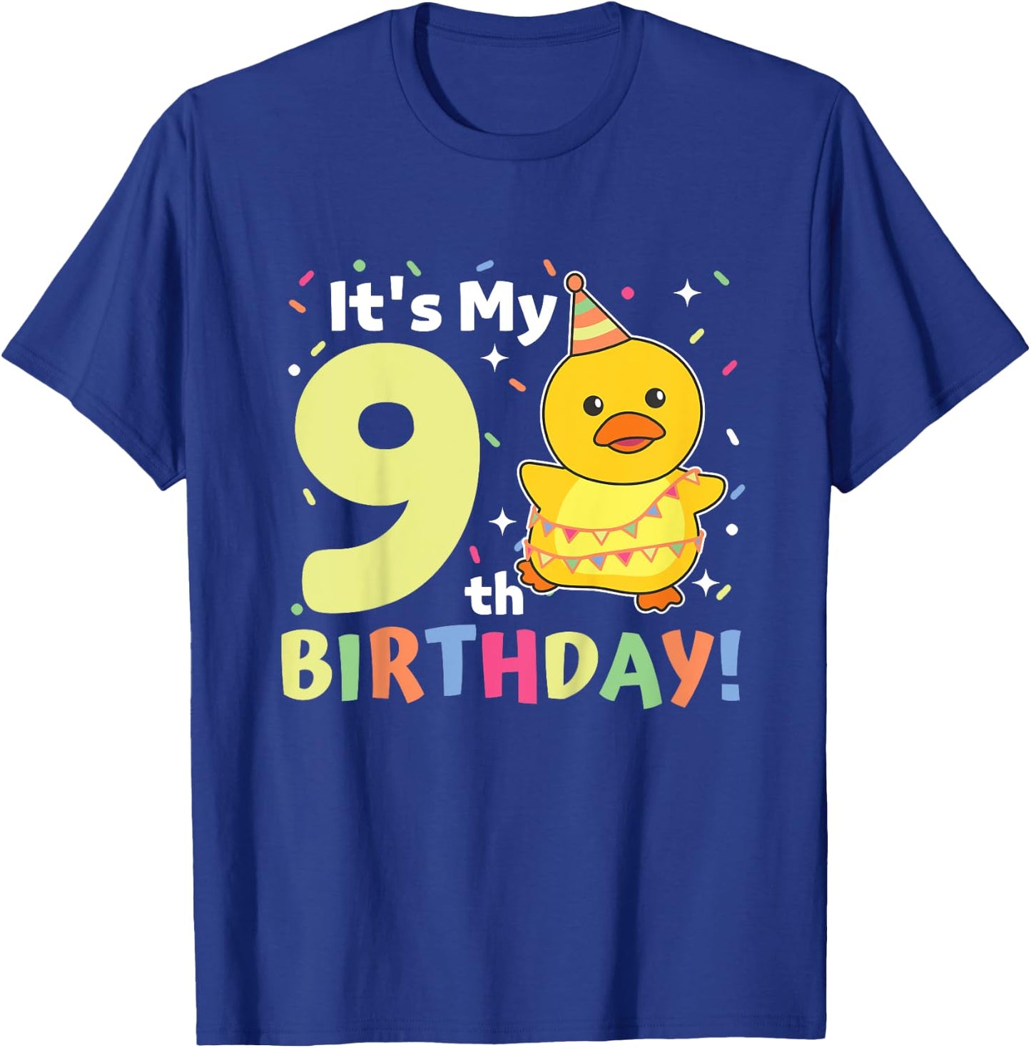 9th Birthday Duck For Children Nine Years Old T-Shirt - T-Shirt | Royal