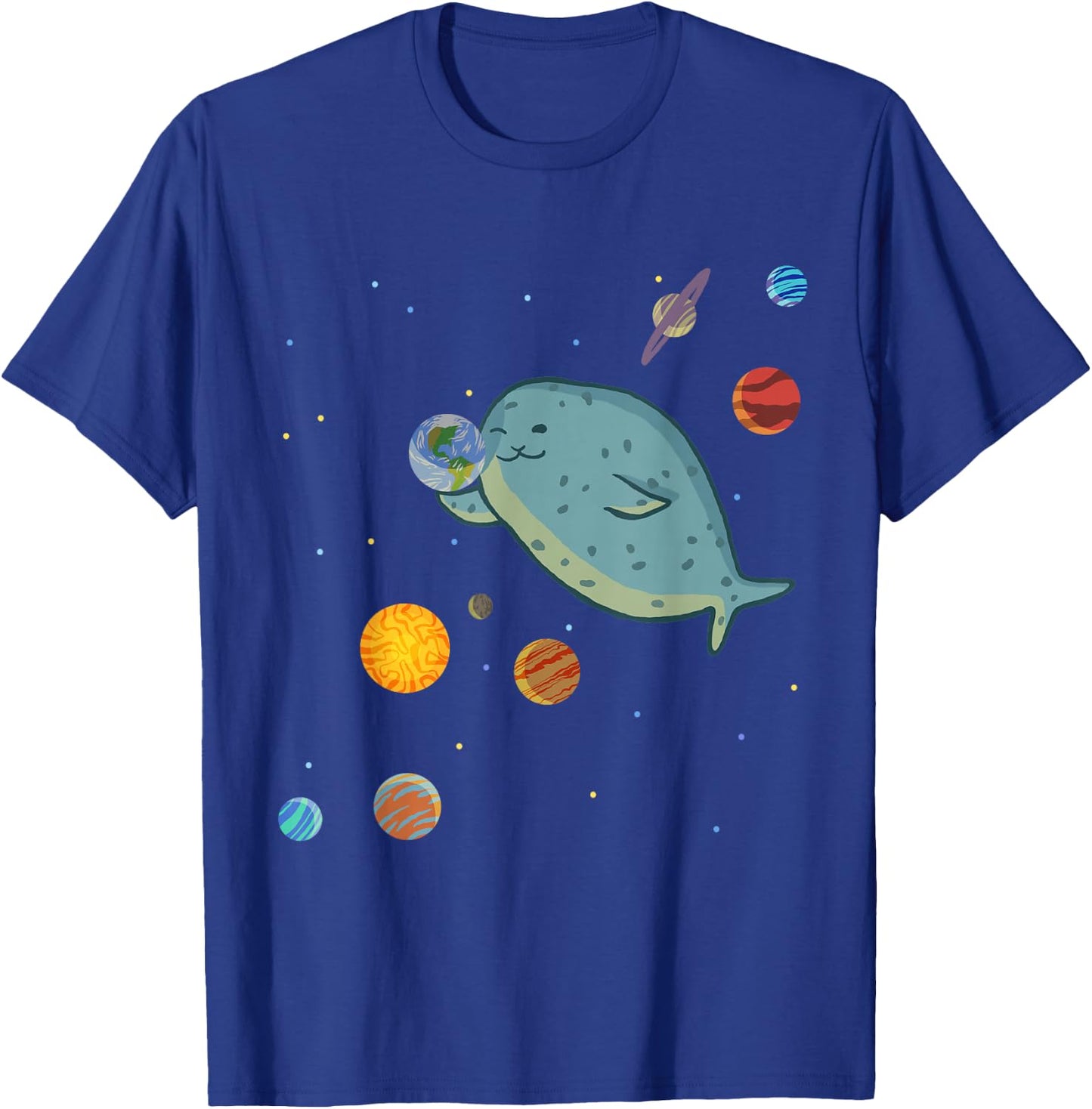 Space Seal Exploring the Planets, Stars, and Solar System T-Shirt - T-Shirt | Royal