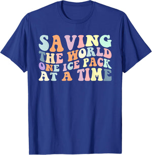 Saving The World One Ice Pack At A Time School Nurse T-Shirt - T-Shirt | Royal