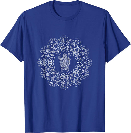 Tribal Pattern Sea Turtle T-Shirt - T-Shirt | Royal