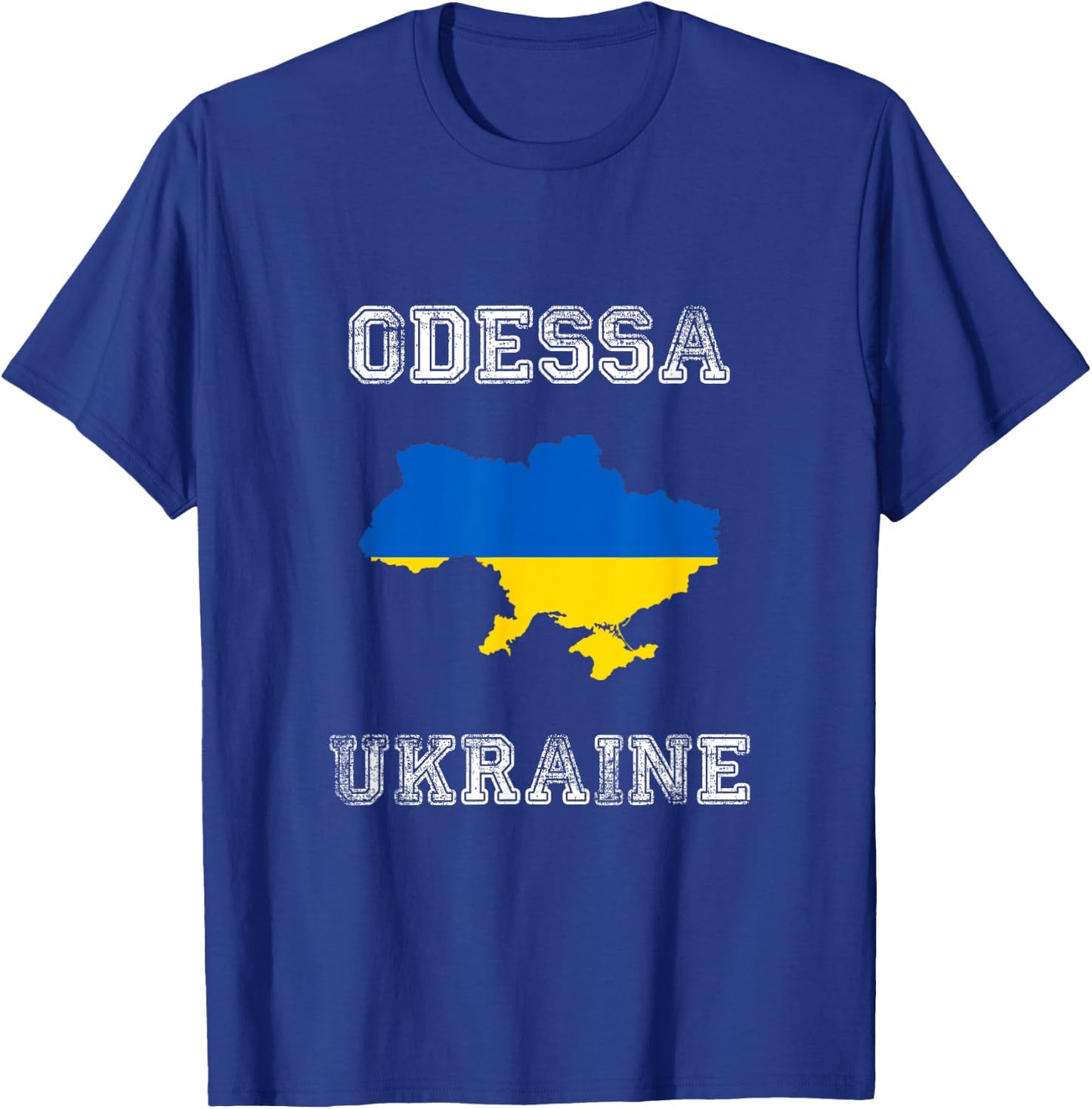 Retro Odessa Ukraine Distressed Ukraine Flag T-Shirt - T-Shirt | Royal