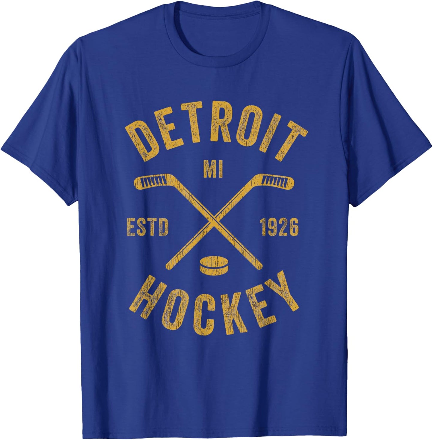 Vintage Detroit MI Ice Hockey Sticks Detroit Hockey T-Shirt - T-Shirt | Royal