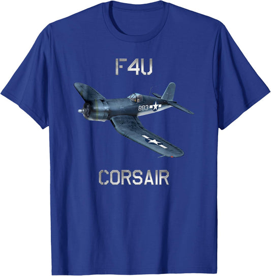 F4U Corsair Vintage US WW2 Warbird Fighter Plane T-Shirt - T-Shirt | Royal