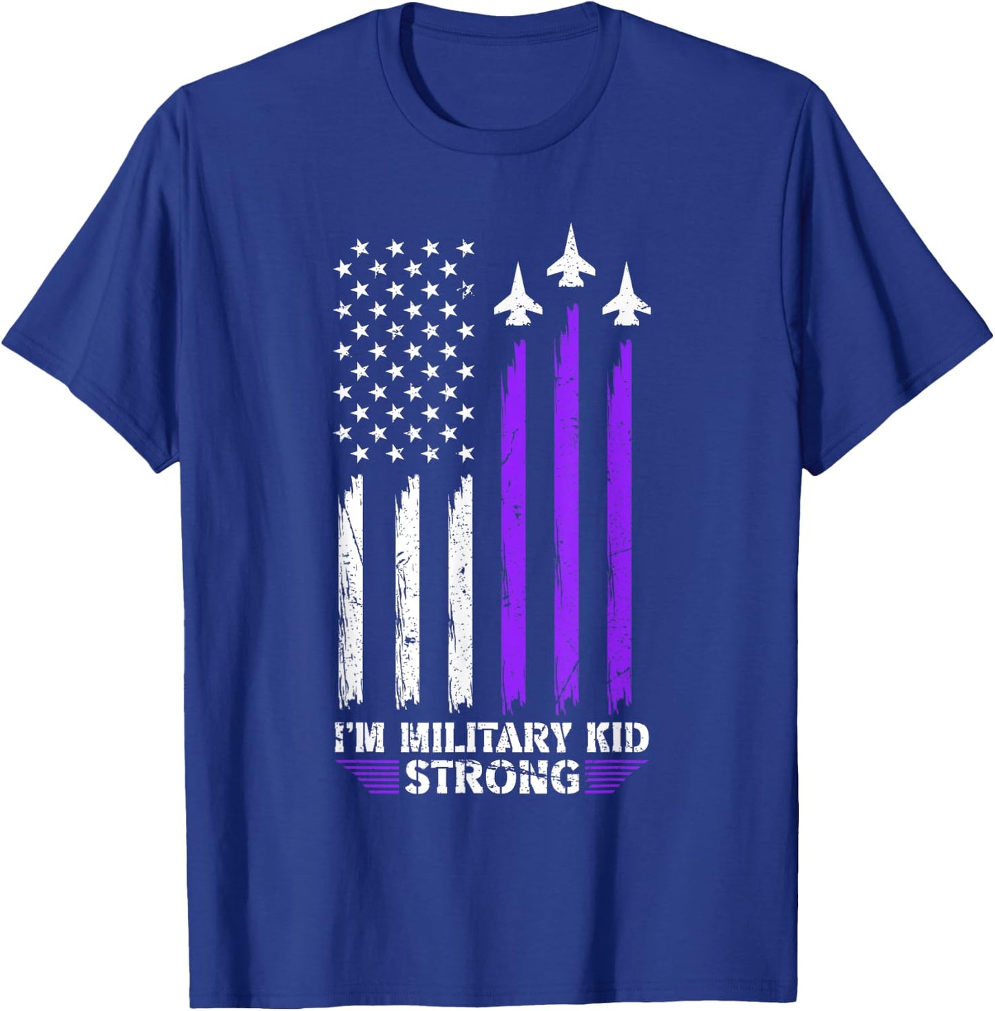 Military Kid Strong Military Child Army US Flag Air Force T-Shirt - T-Shirt | Royal