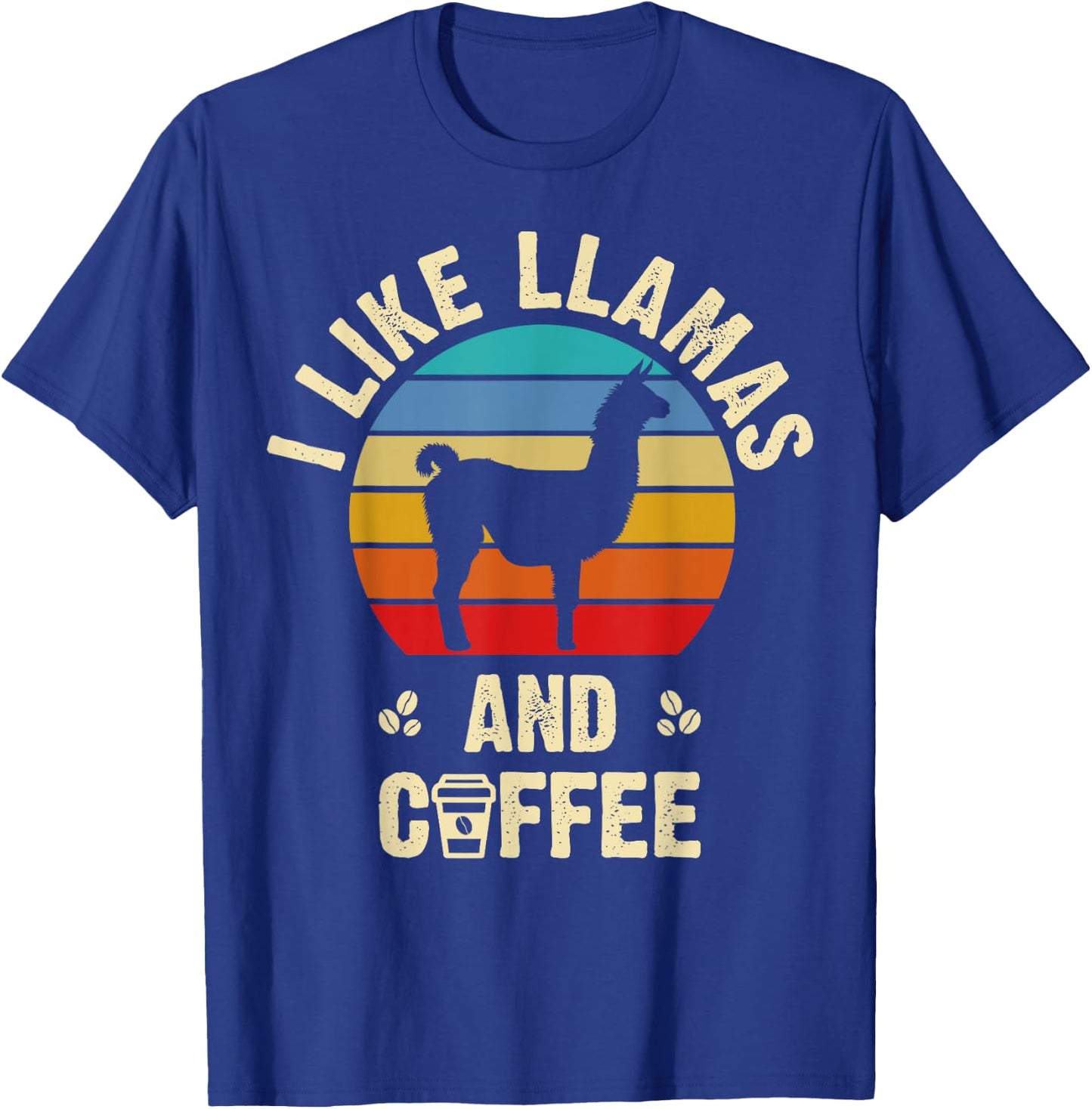 I like Llamas & Coffee Funny vintage llama theme lover T-Shirt - T-Shirt | Royal