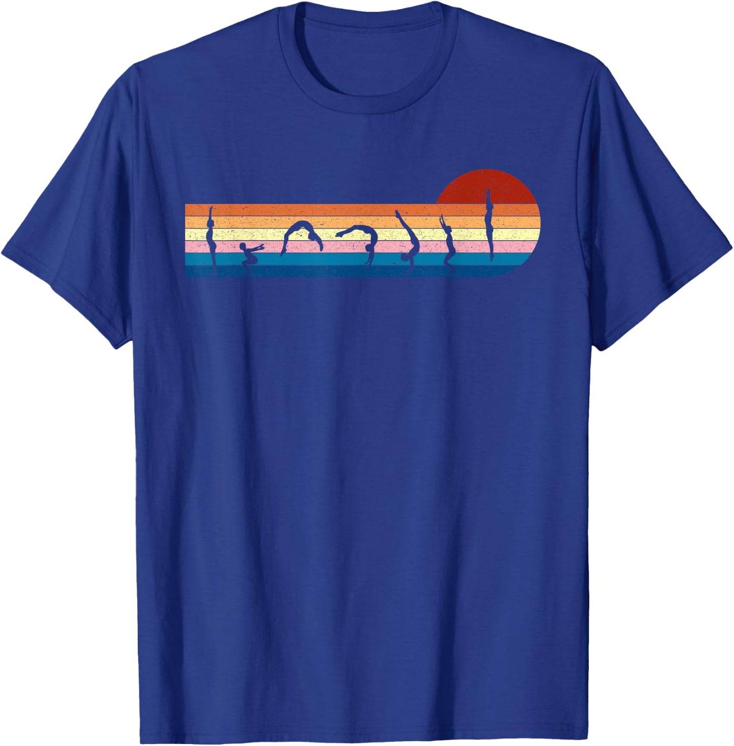 Gymnastics Vintage Retro Sunset Silhouette, Cool Gymnast T-Shirt - T-Shirt | Royal